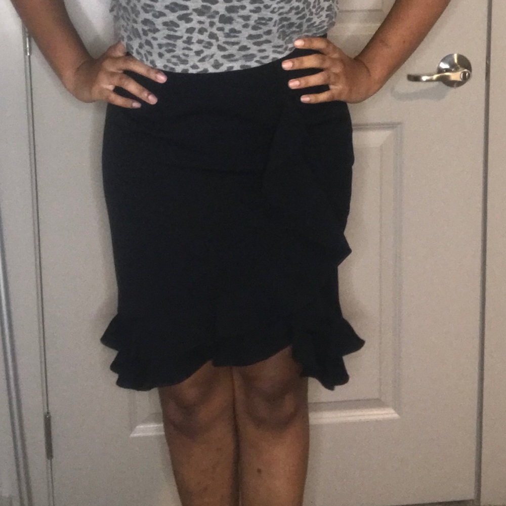 WHBM Black Ruffle Skirt